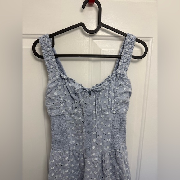 Women’s Hollister Blue Cottagecore Eyelet Maxi Dress Size Small Corset - Picture 3 of 7